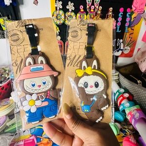 Labubu Character Luggage Tags - Brown and Blue